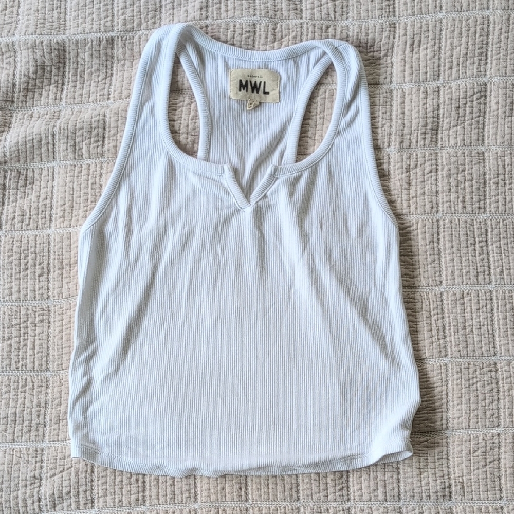 Madewell White Ribbed Tank Top